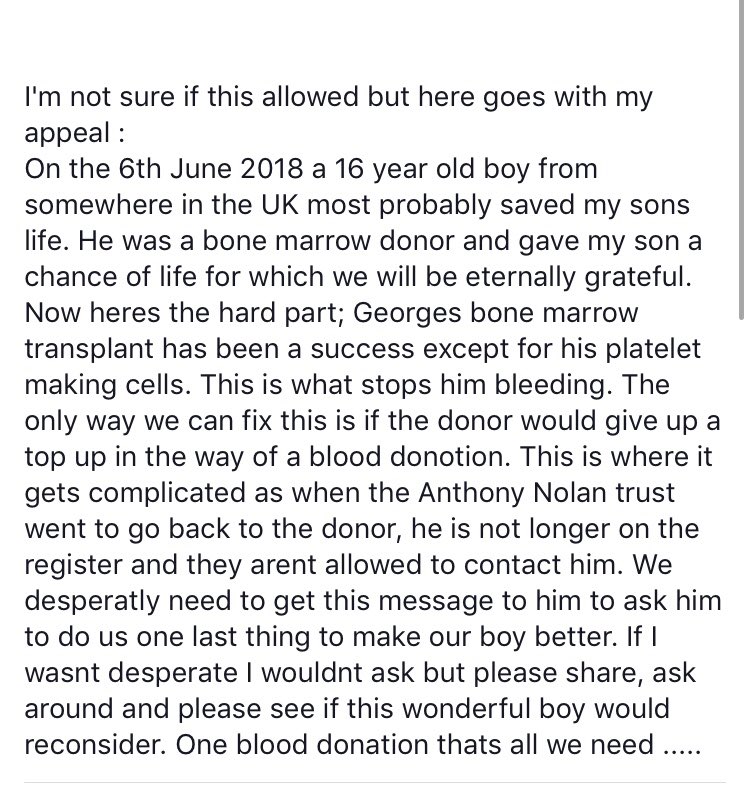 Bradleysfight's tweet image. George needs your help!!! Please read George’s mums post below, we need everyone to RT and ask others to RT to try and get just one more bag of blood from George’s donor 🙏🏻🙏🏻🙏🏻