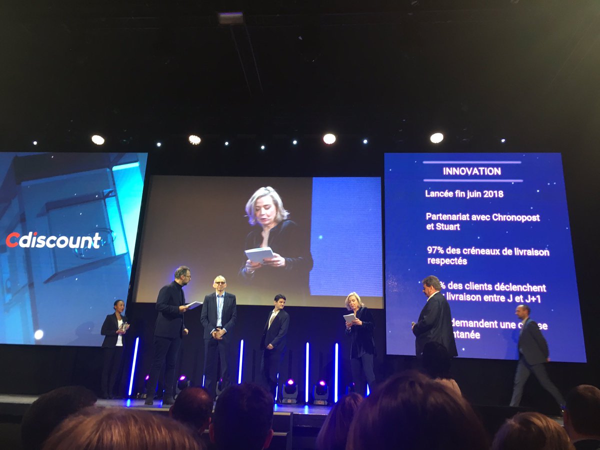 Ecommercemag_fr's tweet photo. Nuit des Favor’i, le prix de la Meilleure Innovation est remis à  @Cdiscount pour son service de livraison en 30 minutes « On Demand » avec @Chronopost et @Stuart_Delivery #NDF19 https://t.co/lpxD7SSH0l