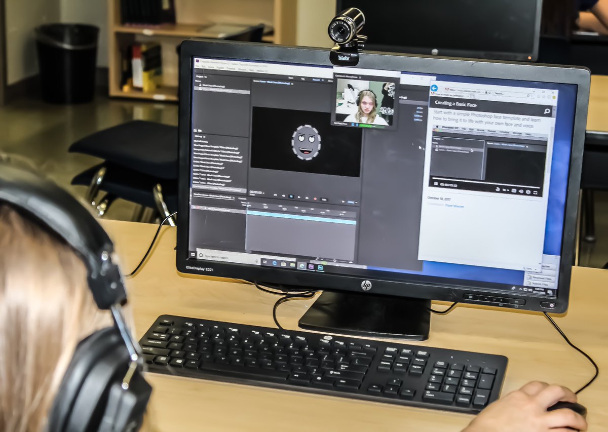 MKopacsi's tweet photo. My A/V Tech students are learning how to animate the characters they create in @Adobe Character Animator, so fun! #12daysoflopezchristmas @NEISDCTE #theNEISDway @EricWernli @LopezMSLibrary https://t.co/5pVvD4UH5l