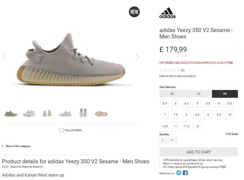 yeezy sesame footlocker