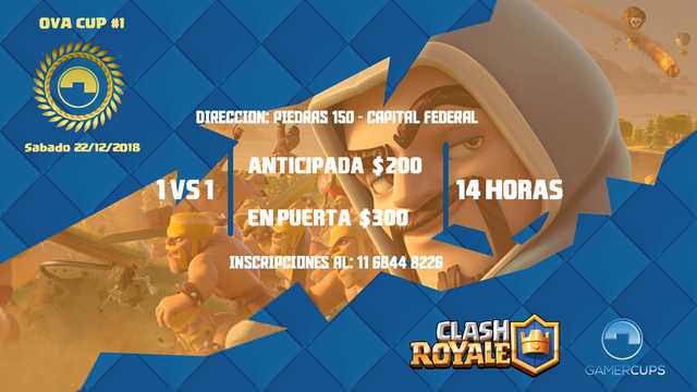 GamerCups's tweet image. Torneo #ClashRoyale

📆 Sábado 22 diciembre

⏰ 14hs

📌 $200 anticipada. $300 en puerta

👀 Espectadores $100

📝 Inscribite al 116-844-8226

🗺 Piedras 150, CABA