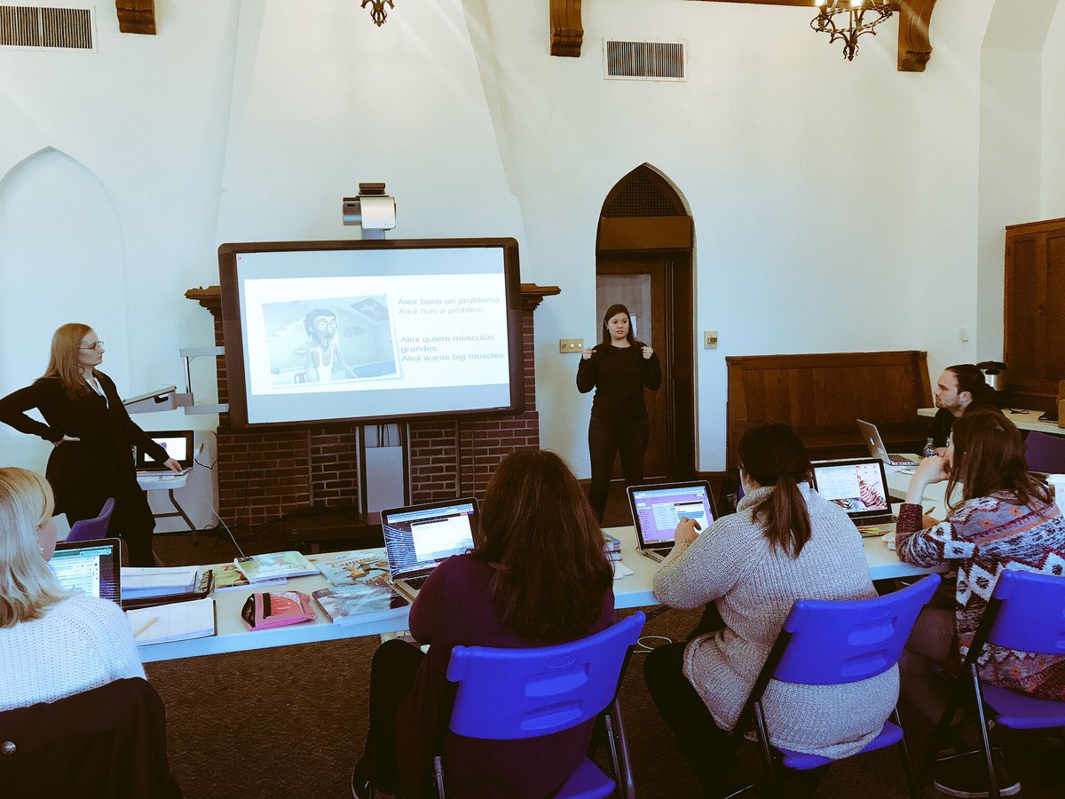 LindseyERose's tweet photo. World Language 6-8 teachers sharing expertise today! Such a collaborative team! #112Leads #Orgullo112 https://t.co/AyDZYIKNbN