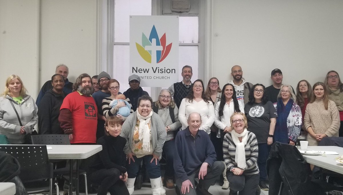 TomCoopster's tweet photo. There's a lot of anxiety about the end of Ontario's #BasicIncome pilot, but today local participants had some fun, sang a song &amp; shared a holiday meal. Thanks everybody for courage, passion &amp; resilience in 2018!! We're not done yet! #onpoli #HamOnt https://t.co/DHXT5nhNf7