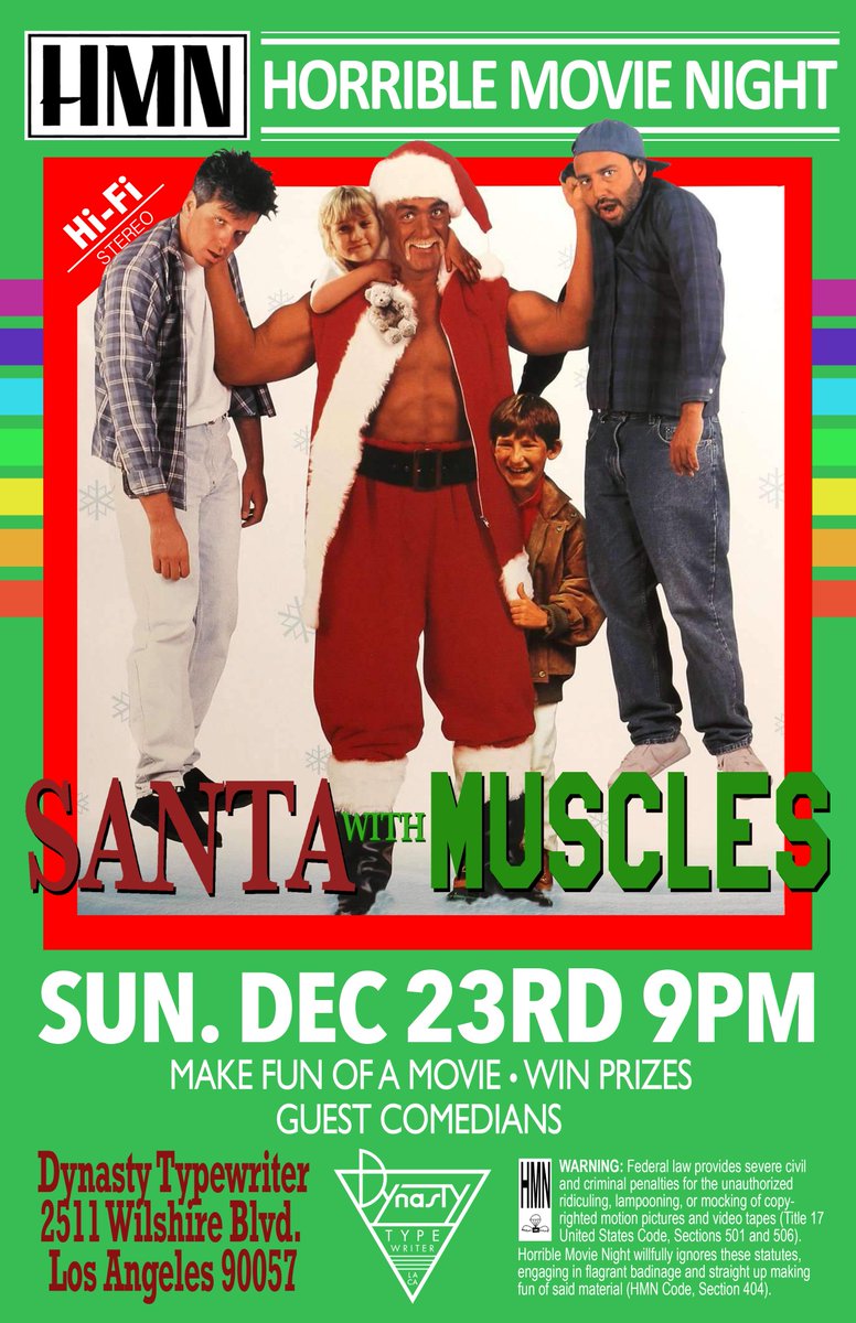 Tickets are live! We are roasting Santa with Muscles starring Hulk Hogan, Clint Howard, and Mila Kunis! Come join us on our glorious &amp; hideous return to the stage, this time at the amazing Dynasty Typewriter! dynastytypewriter.com/calendar/horri…
