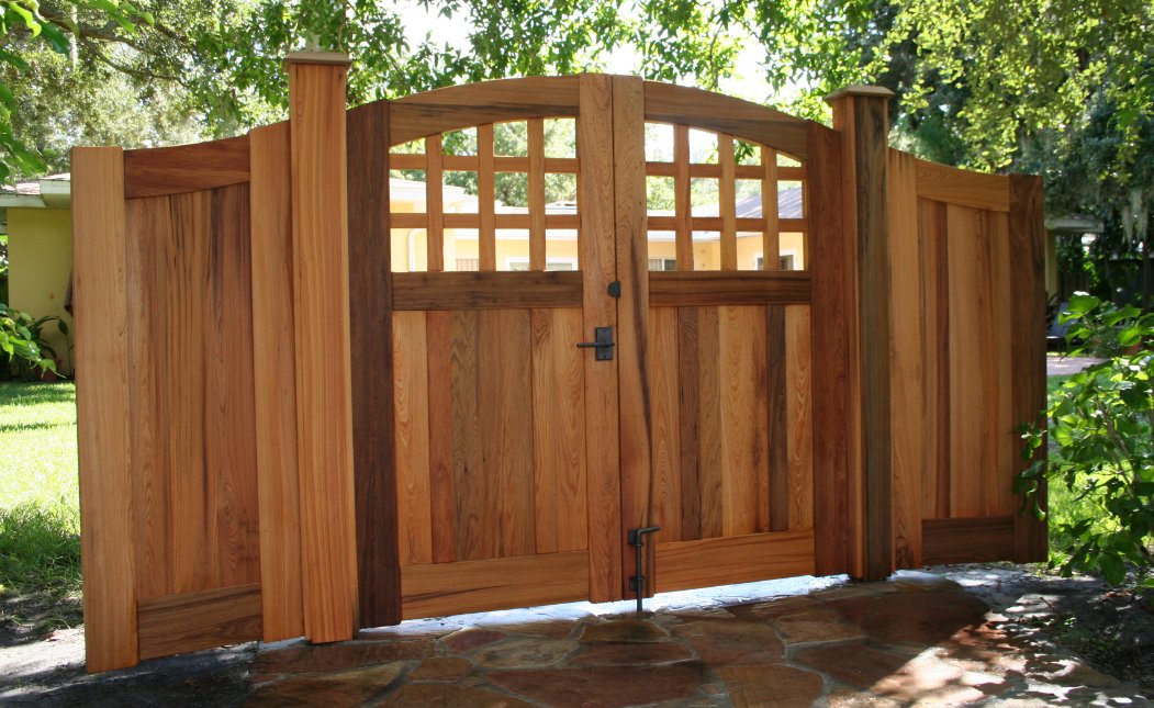 This stunning outdoor gate was constructed using select grade cypress | @FloridaCypress bit.ly/2StBYNt