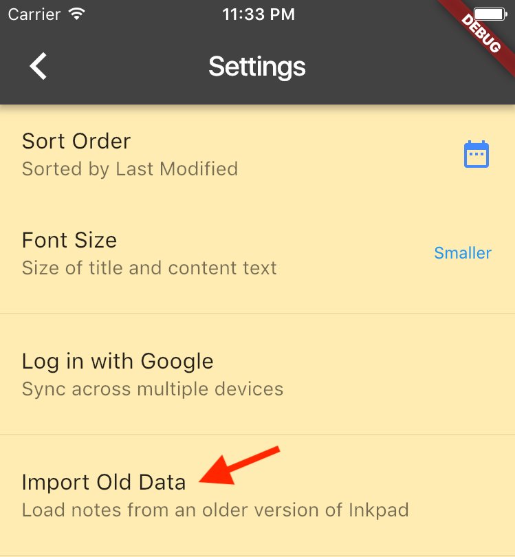 backing up inkpad notepad app backing up inkpad notepad app