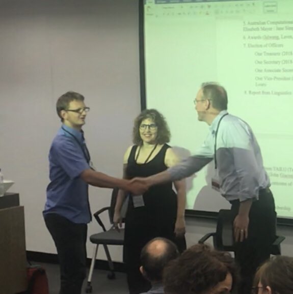 becauselangpod's tweet photo. We’re pleased to announce that Talk the Talk is the recipient of this year’s Talkley Award. 

This award is conferred every two years by the Australian Linguistic Society, for the individual or group who has done the most to increase public knowledge about language.

#ALS_2018 https://t.co/62QJvhxOdx