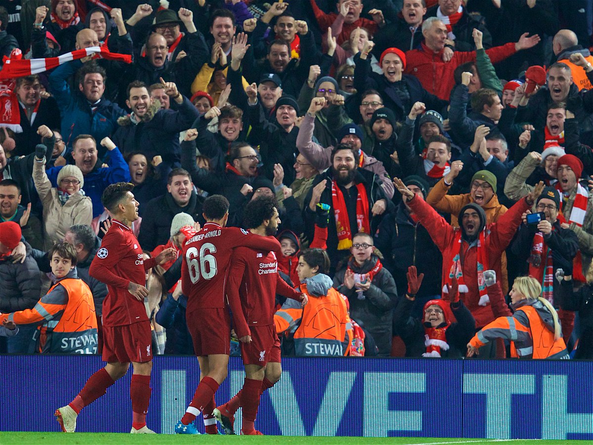 Celebración del tanto de Salah.