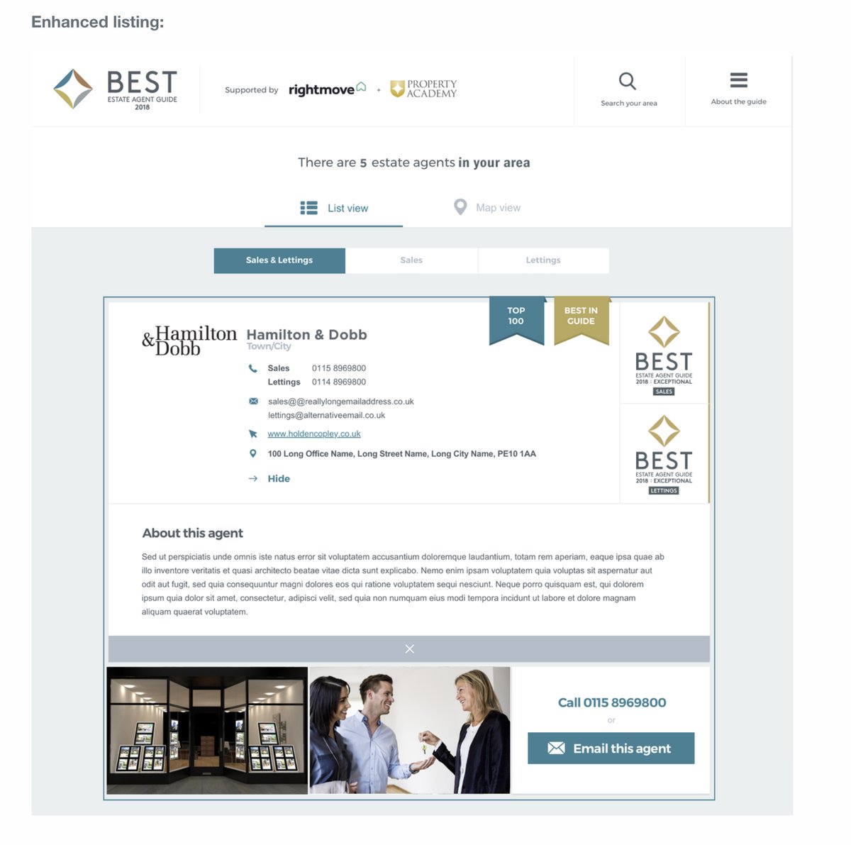 Did you know that you can enhance your listing on the <a href="/BestEAguide/">Best EA Guide</a> website?

Follow the link below for more details: bestestateagentguide.co.uk/buy-a-license/