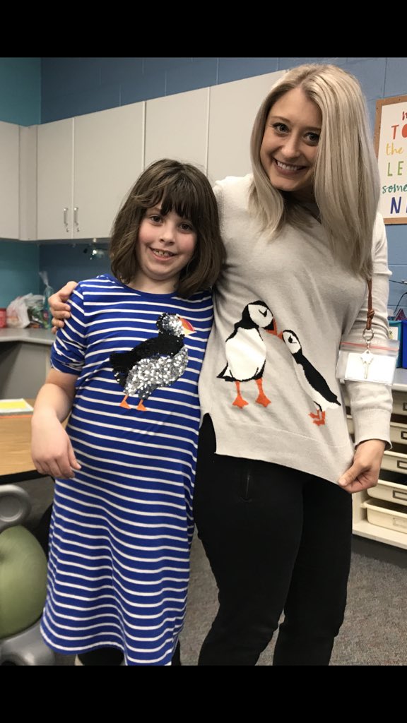 missschoonover's tweet image. When you and your student both decide to wear puffins! #howfun