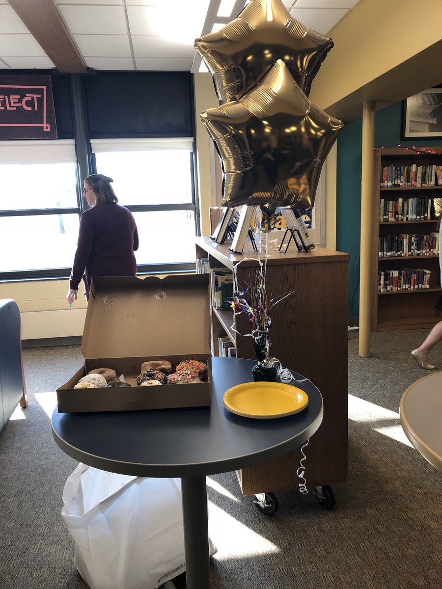The <a href="/GoldParty2018/">Gold Party 2018</a> using their #Library #makerspace to create pins for the #PresidentofPequannock2018 race. Thanks <a href="/debschi/">Deb Schiano</a> for helping our students be engaged in their #passionproject! After school session today was filled with the math department. <a href="/akscelso/">Freehold Township High School, NJ (Principal)</a> #peqpantherpride