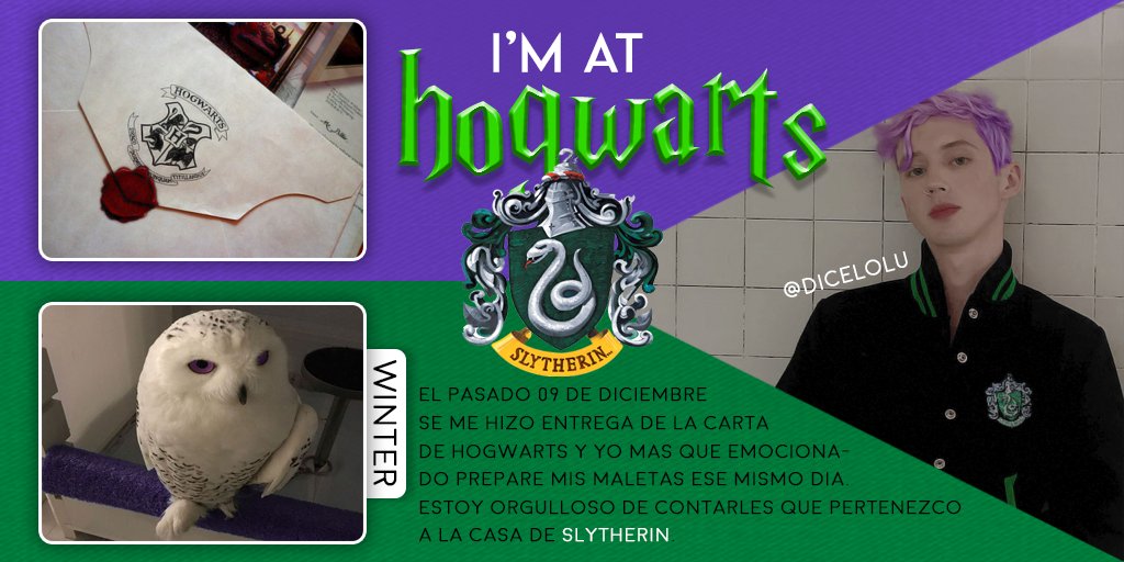 Dec 11, 2018 ┊ #ArrivingHogwarts #SlytherinHorrocruxes

Ando ansioso de contarles que hace unos días me enviaron la carta para ingresar a Hogwarts y no dude nada en hacer ese mismo día mis maletas. Estoy orgulloso de contarles que ahora pertenezco a la casa de Slytherin.