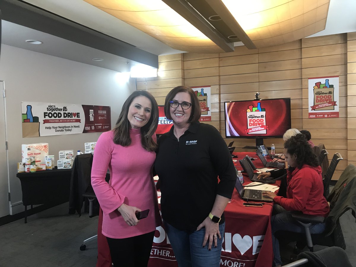 ABC11_WTVD's tweet photo. Carrie Gray shares with @RupintaABC11 how @BASFAgProducts works year-round with NC food banks to better our community! Call 1(844)346-9886 with your generous donation to help those in need. #ABC11TogetherFoodDrive https://t.co/tEml0nF4uh