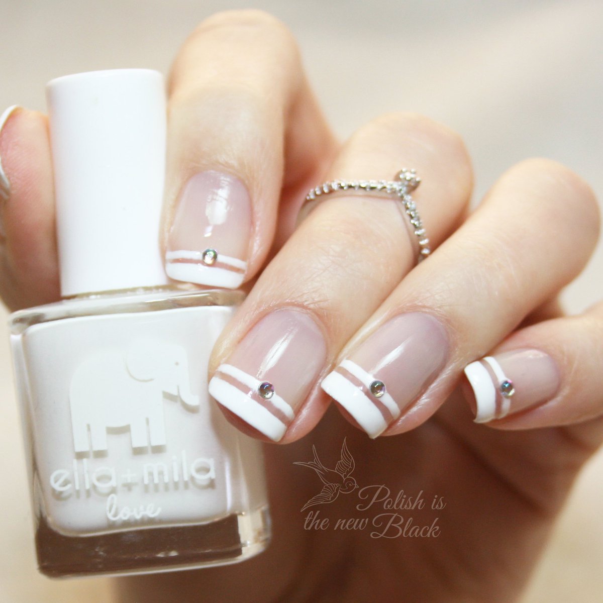 Double french mani using <a href="/ellamila/">ella + mila</a> Pure Love &amp; <a href="/bornprettystore/">BORNPRETTYSTORE</a> gems #notd #frenchmani #nailart bit.ly/2ErUwuJ