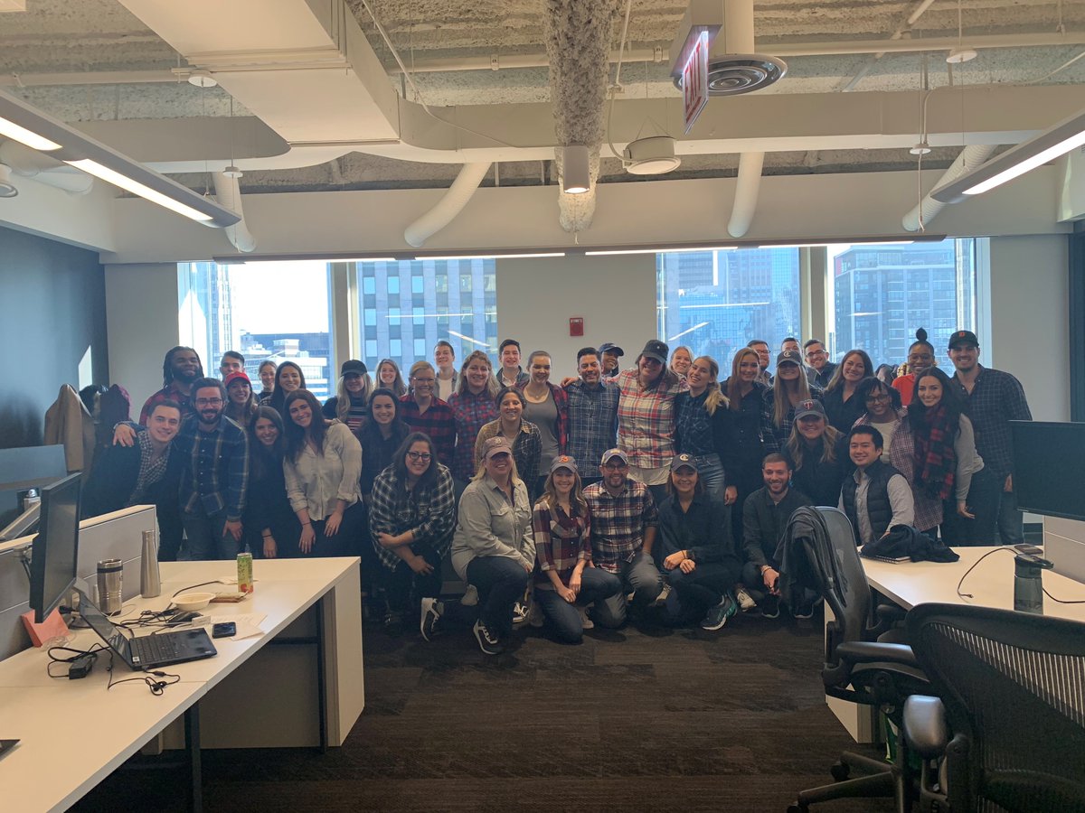 SparkFoundryUSA's tweet photo. What’s better than one Eric Levin? 40! To celebrate “Twin With Your Team Tuesday,” the entire Spark Chicago Content team dressed up as their fearless leader. #SparkWeek2018 https://t.co/1QqgTItzBd