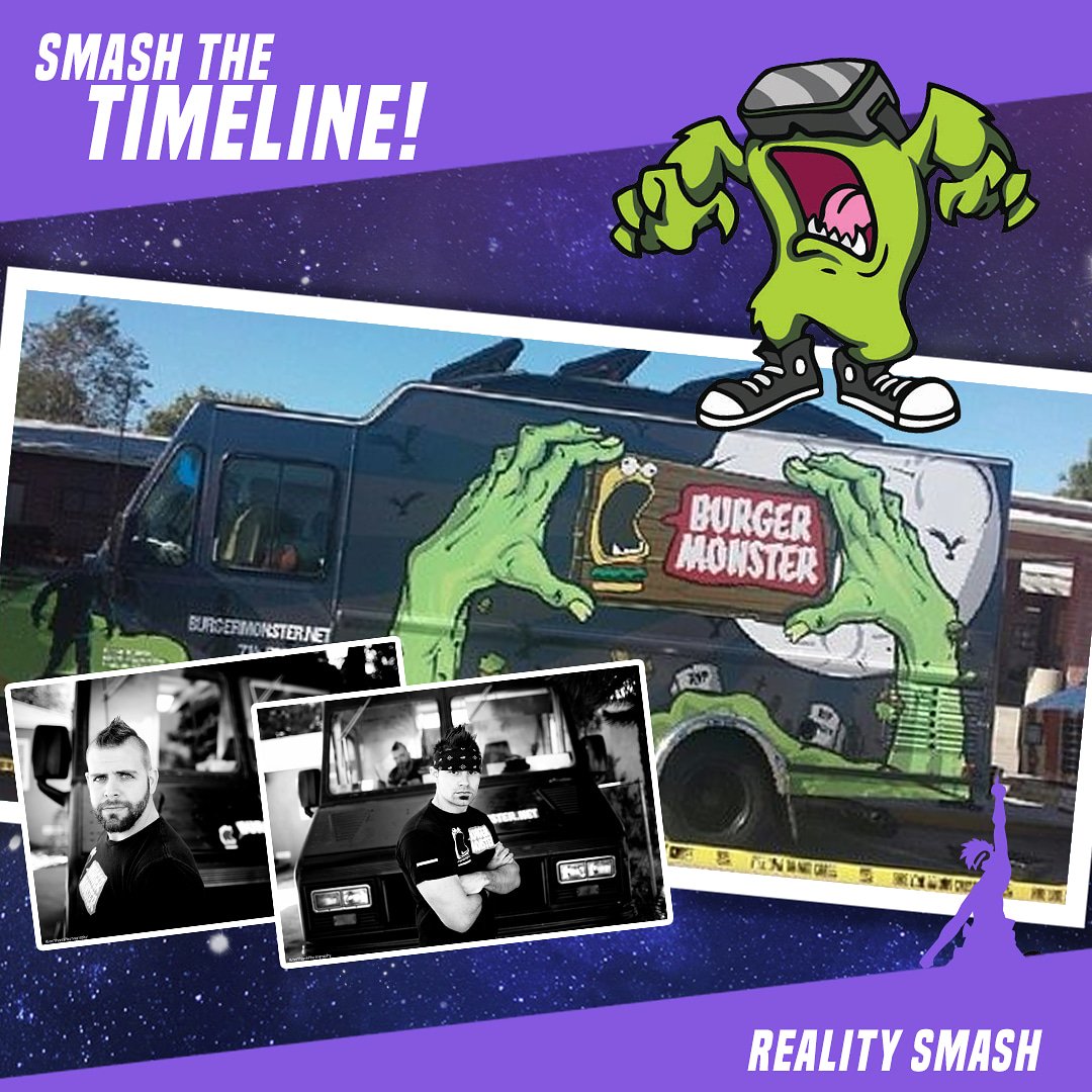 #SmashBack to the Burger Monster days when Dylan &amp; Matt owned &amp; operated a gourmet foodtruck. They evolved the burgers into tech &amp; took the monster inspiration to create Monster VR. The monster has since given rise to Reality Smash this year &amp; so pay our respects. 🍔