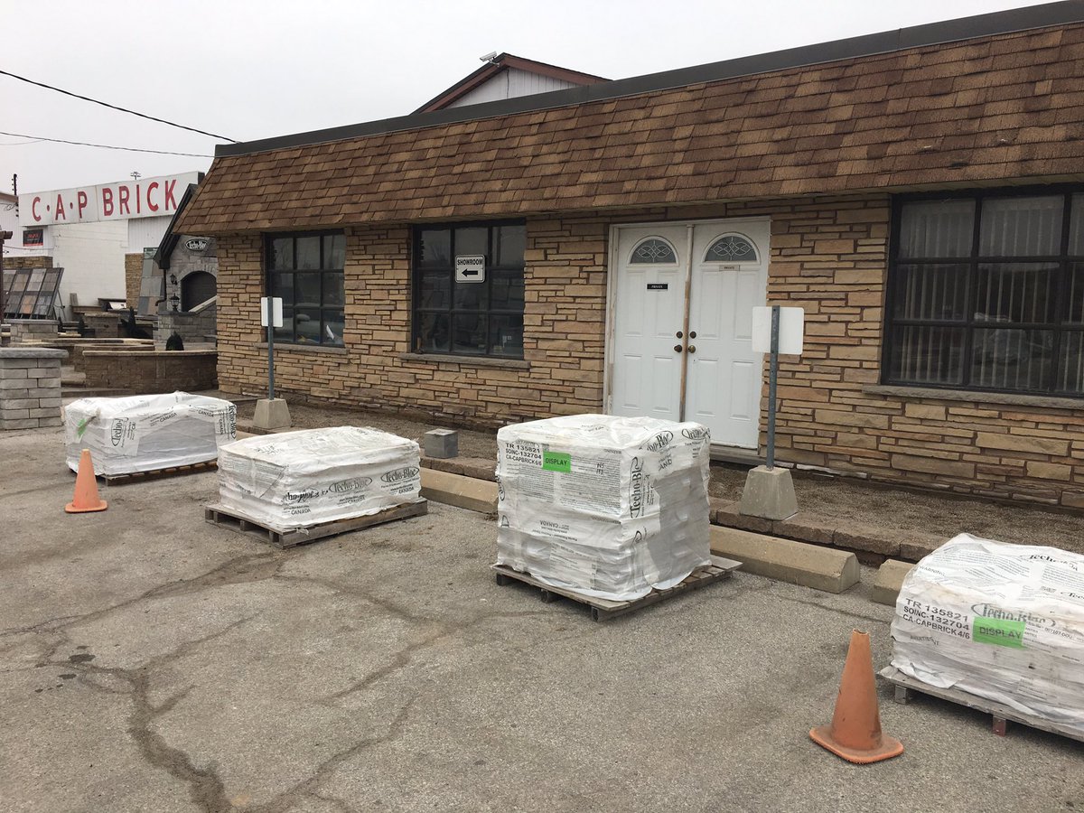 CapBrick's tweet photo. Getting ready to install our @techobloc #permeablepaving display, right here in #Burlon ! Lots of choices for this industry leading, environmentally friendly product. Come by and check it out! We start Tomorrow morning, Dec 12. #capbrick https://t.co/tLLS5XO3LV