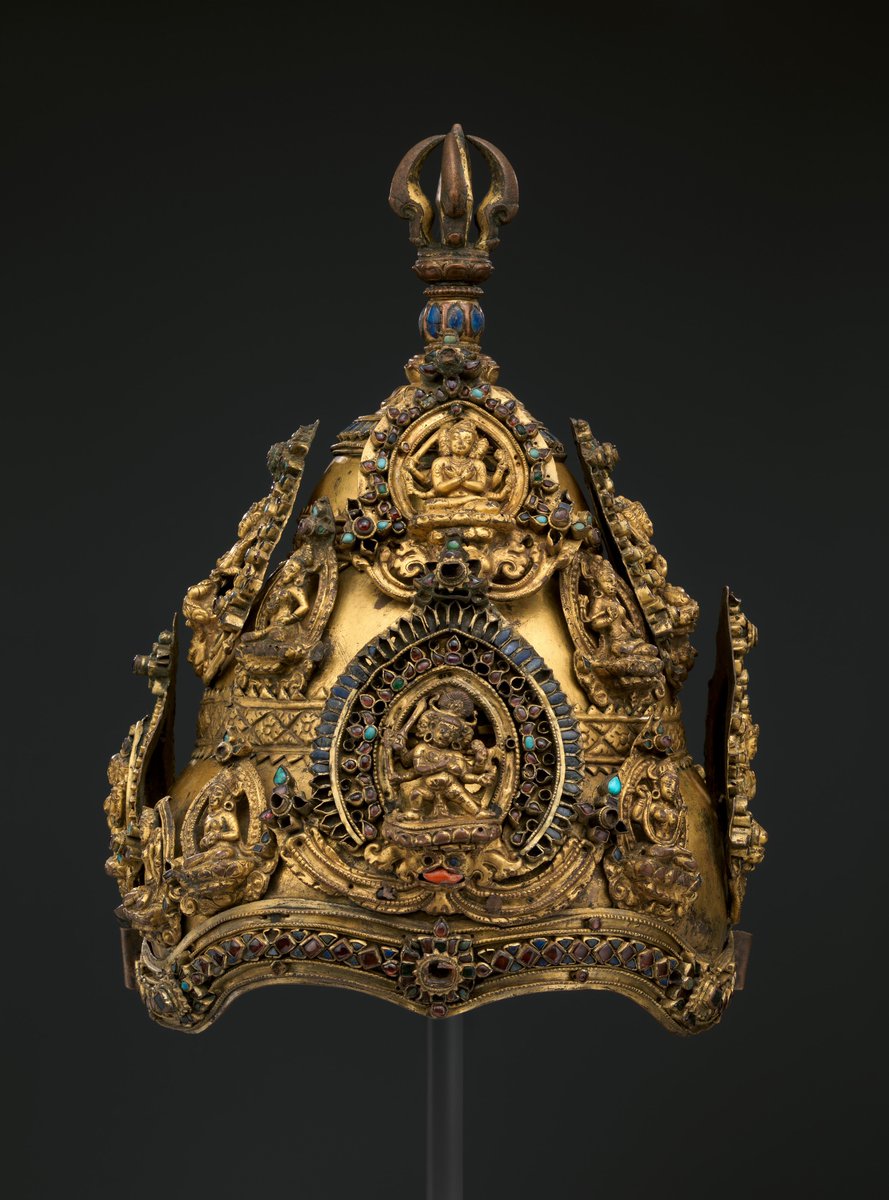 metmuseum's tweet image. Last chance! "Crowns of the Vajra Masters: Ritual Art of Nepal" closes on December 16. Come see five spectacular examples of the single most potent symbol of Buddhist ritual as performed in Nepal: the Vajracarya priest's crown. met.org/2B3jlc9