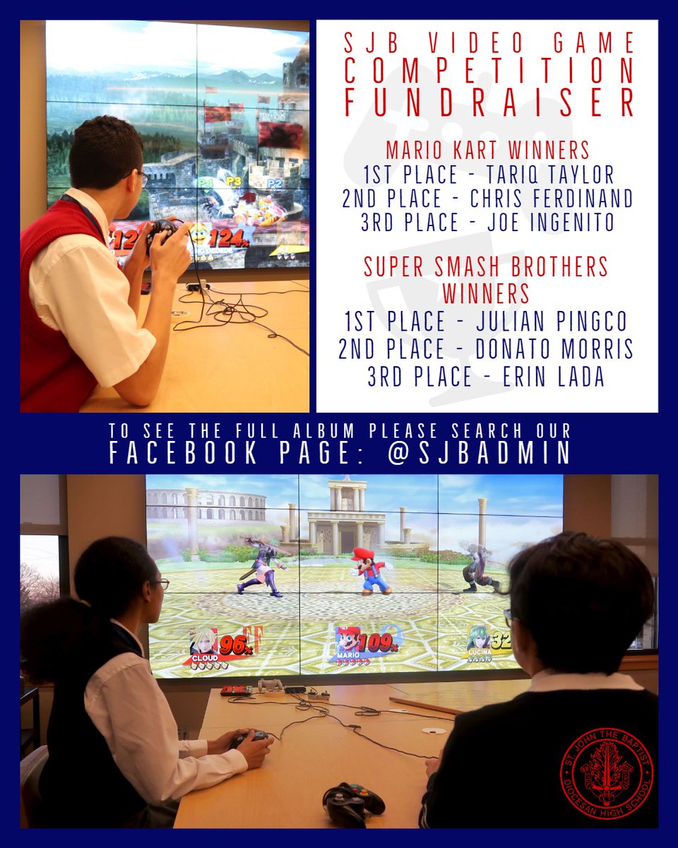 SJB_DHS's tweet photo. 🎮SJB's 1st Video Game Competition!! 🏆
👨‍🎓64 students grades 9-12 
📍Library's new Media Wall TV
❓Fundraiser for the Astronomy Club
💵Purchase SJB's first solar telescope. 🔭
📷Full album on facebook: @SJBAdmin
📆Next compeition: Spring

#SJBDHS #VideoGameCompetition https://t.co/bPcKFaUYv2