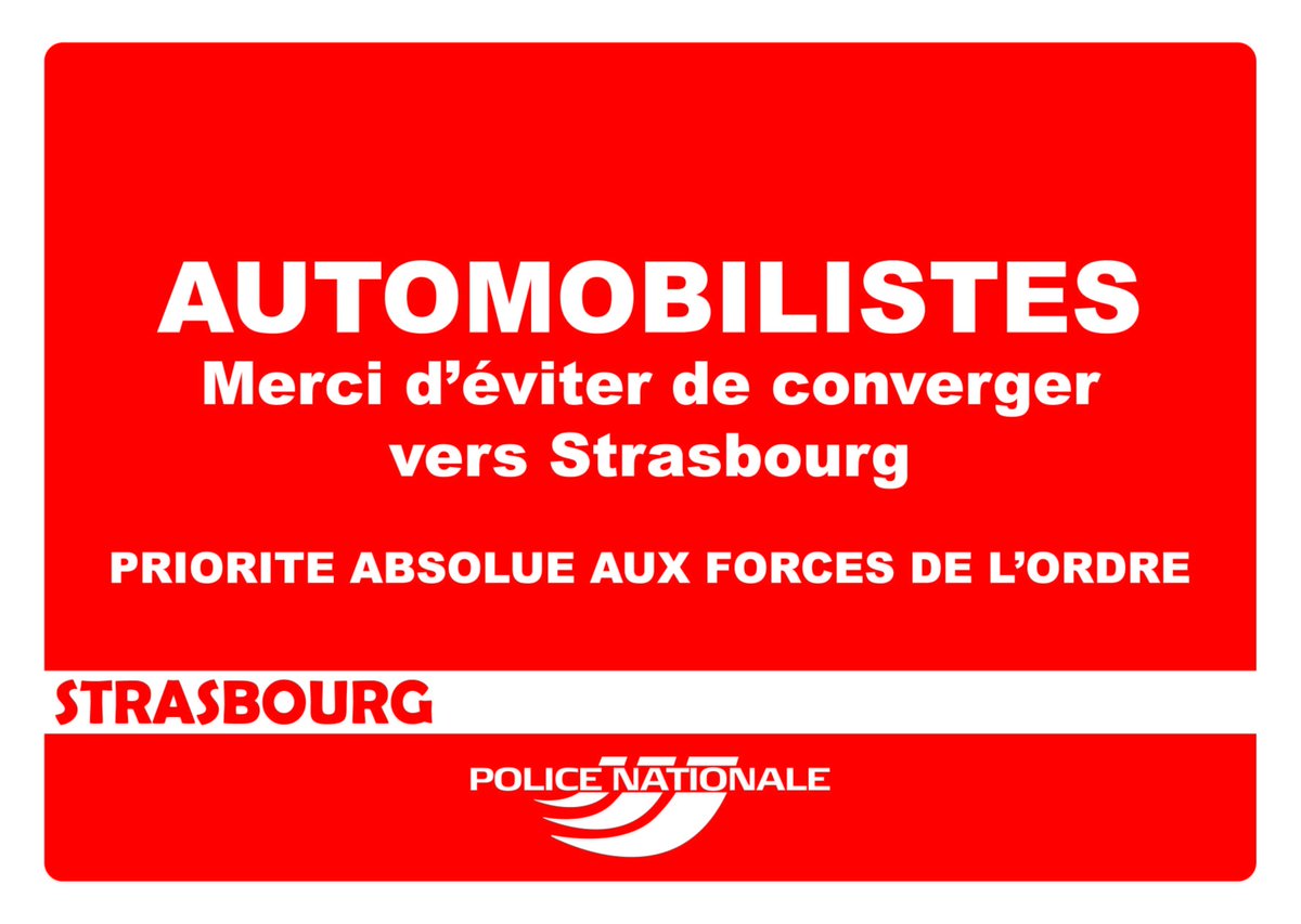 Merci pour votre compréhension.
Évitez tous déplacements. 

<a href="/Prefet67/">Préfet de région Grand Est & du Bas-Rhin 🇫🇷🇪🇺</a> <a href="/Gendarmerie/">Gendarmerie nationale</a> <a href="/strasbourg/">Strasbourg.eu</a> @toutlebasrhin <a href="/ITA6768/">Info Trafic Alsace</a> <a href="/VISOV1/">VISOV | #MSGU</a>