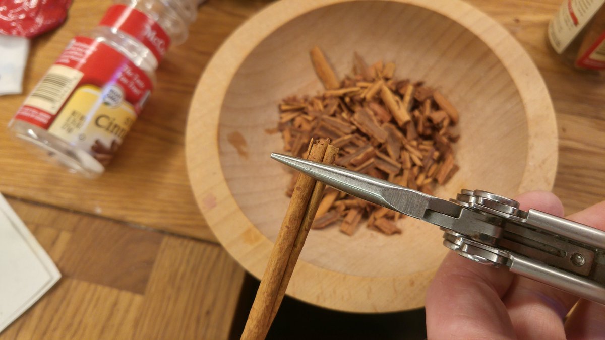 I break up whole cinnamon with a Leatherman. Raaaa!