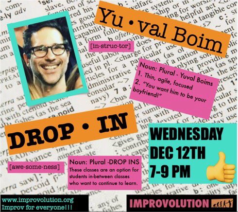 Improvolution's tweet photo. Take this drop in. You won’t regret it. #improv #improvolution #improvolutionnyc https://t.co/ZntXpoarc4 https://t.co/hlsE95lRdk