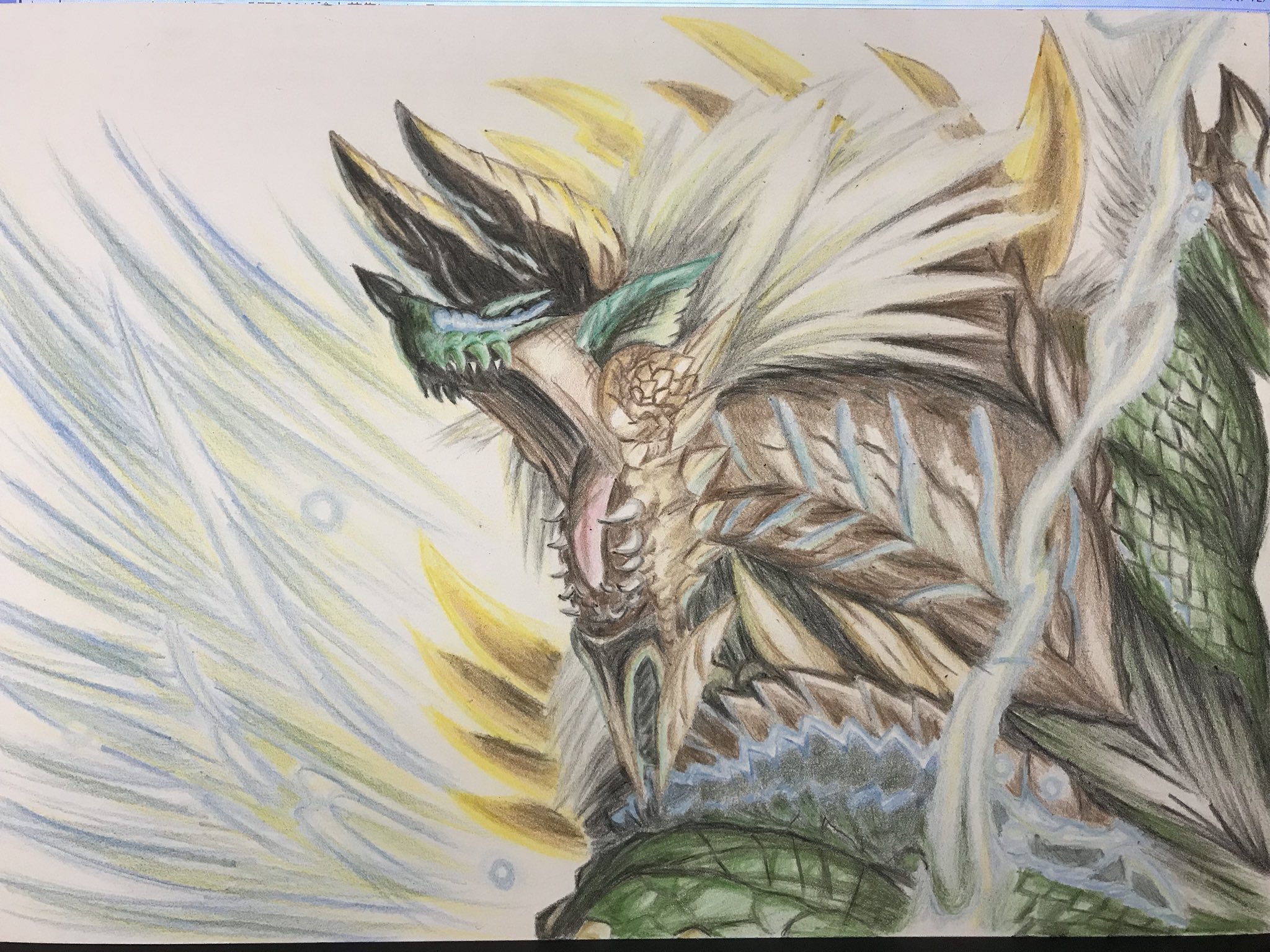 もんちゃん ジンオウガ描きました W オーラ的なの苦手やわ ಗdಗ 絵描きさんと繋がりたい 糸会 イラスト王国 モンハン ジンオウガ T Co Bepk64pxs4 Twitter