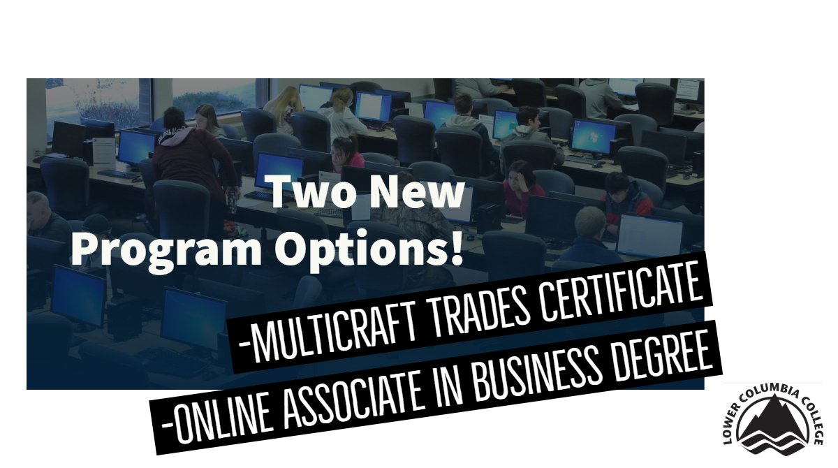 LowerCC's tweet photo. We have two new program options!
Visit https://t.co/n14Up5BZn9 for info on the MULTICRAFT TRADES CERTIFICATE or check out the ONLINE ASSOCIATE IN BUSINESS DEGREE at https://t.co/XQq7iXNdt4
#goLCC #LCCProud #business #onlinelearning #trades #certificate #degrees #smartchoice https://t.co/QH6Kqt02Qt