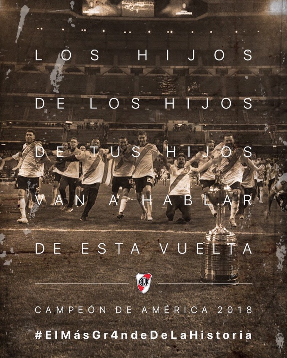 gallardo_carp's tweet photo. "Los hijos de los hijos de tus hijos" QUE GRANDE SOS RIVER PLATE DE MI VIDA😍🔴⚪ #TEAMORIVERPLATE https://t.co/zAKyewV8Yw