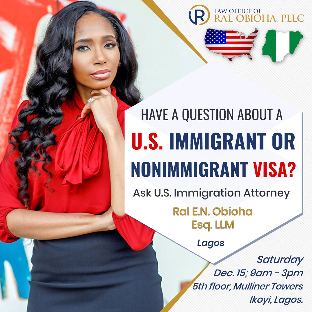 NwaVicEsq's tweet photo. Hello LAGOS! We are very excited to bring you the first 1-on-1U.S. immigration consultation service. N5,000 for early bird registrations (before Friday). Limited slots available. Book your session by emailing your name, phone number &amp; preferred time slot to info@ralobiohalaw.com https://t.co/uZLTSZypsv