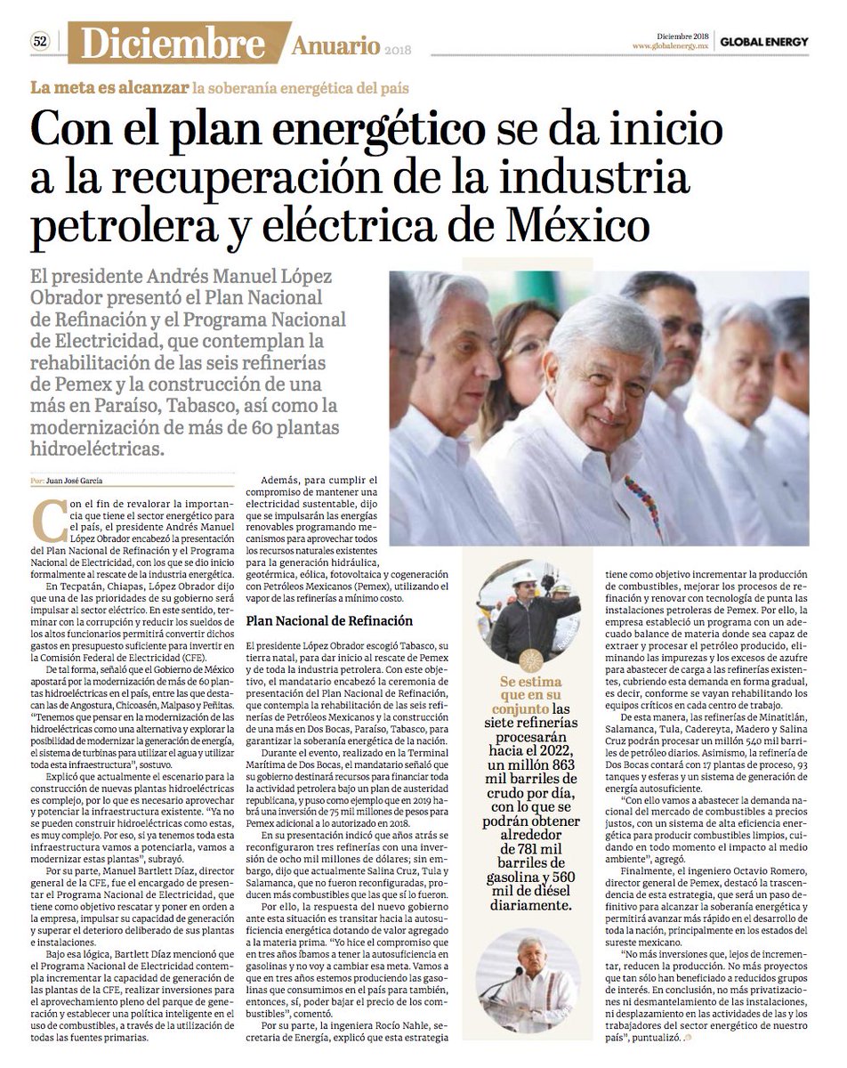 GlobalEnergyMEX's tweet photo. Global Energy México, Edición 126, Año 10

https://t.co/dbuR0yTvs8

#NuevaEdición #Anuario2018 #TransformaciónPemex #AMLO #EnergíasRenovables #Petroleras #Hidrocarburos #Electricidad #Refinación #Gas #Petróleo #EficienciaEnergética #Combustibles #GEnergy_nuevaedición https://t.co/AmCG4sct63