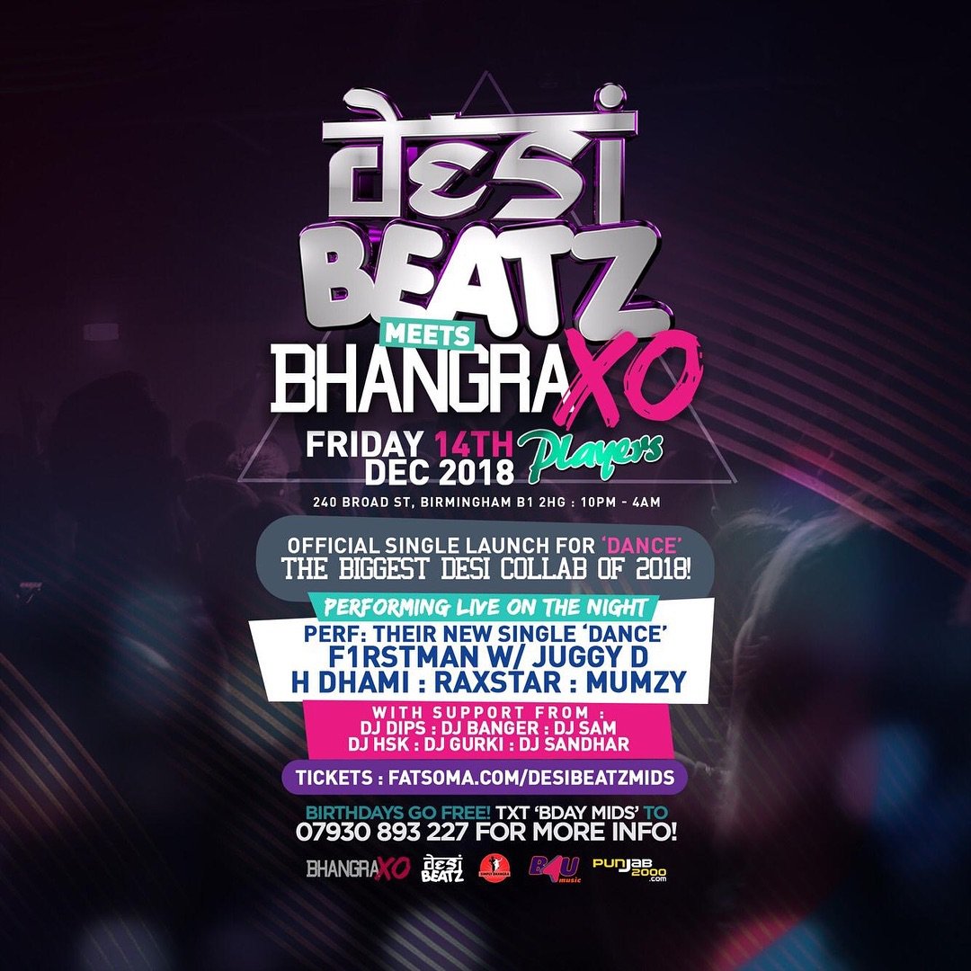 LatinaTurk's tweet photo. #DANCE SINGLE LAUNCH PARTY’s ft @JuggyD @f1rstman @MumzyStranger @RaxstarUK &amp; @HDHAMIMUSIC BY @DesiBeatzUK also playing @JagsKlimax @SEVAQK @therealdjdips +more
FRIDAY 14th #BIRMINGHAM 
#London Ask 2B on my VIP Guest List
#dance #wearedesi #urbandesi #brownexcellence #unityiskey https://t.co/WjZhdM2VhG