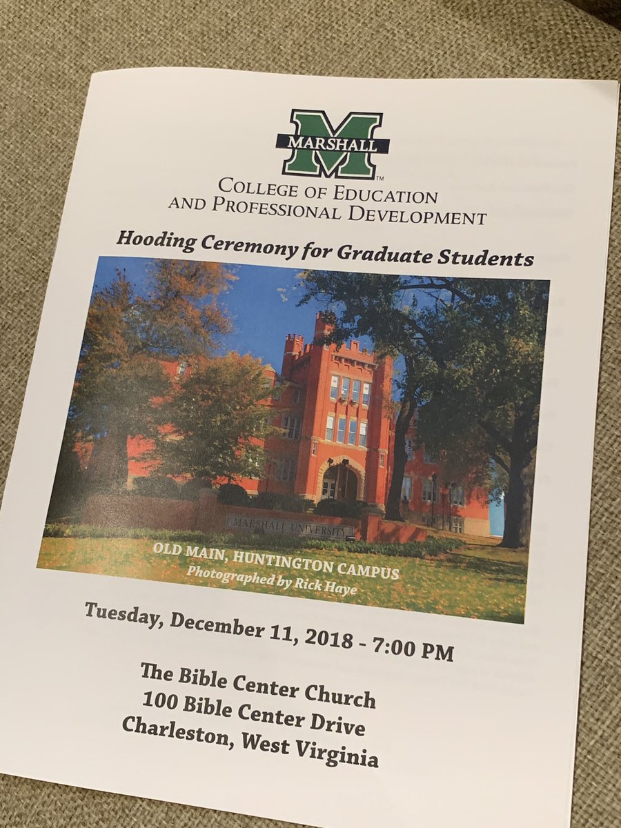 mu_lrc's tweet photo. The LRC is proud to have designed and printed the programs for tonightโs Hooding Ceremony for Graduate Students. #marshallgrad18 https://t.co/8k8pJdkwVX