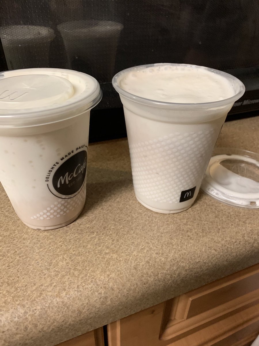 MrsBWelsh's tweet photo. Hey @McDonalds ... I’m NOT LOVIN’ my two “chocolate” shakes 🤬 https://t.co/2CfdQPO36x