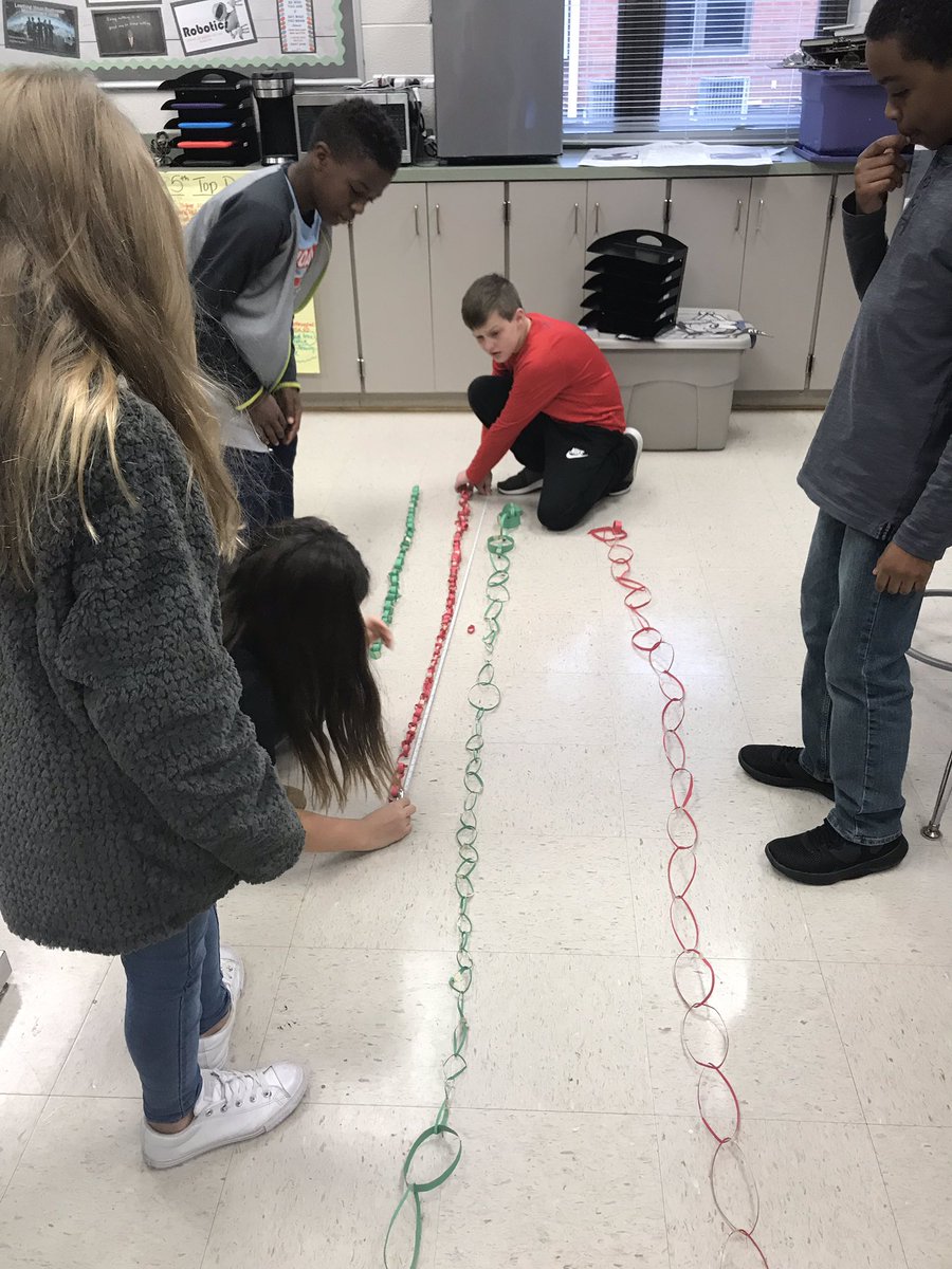 GaTERules's tweet photo. Who says Christmas, STEM, and GaTE don’t go together? Students used collaborative skills, engineering skills, and math skills to create the longest paper chain! Then, they measured each chain in inches and converted them to feet. #GaTERules https://t.co/TJ3dTR0K3z