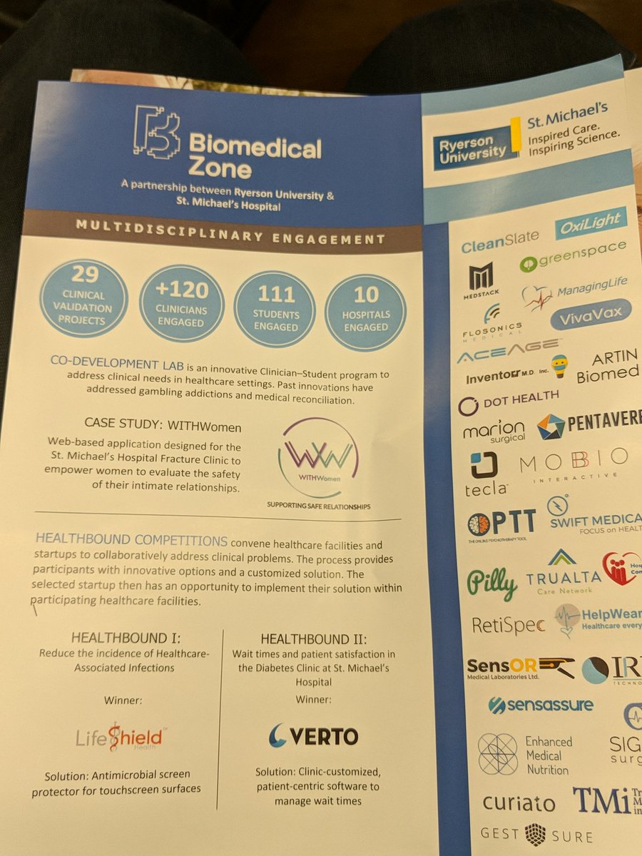 Interesting clinical validation of tech startups in the @BiomedicalZone in Toronto. #ryerson #smh #stmichaels #healthto