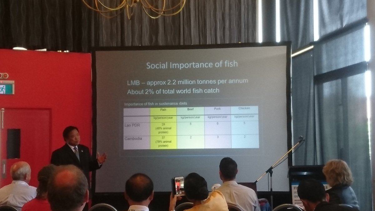 howitt_julia's tweet photo. Oudom Phonekhampheng giving an overview of the importance of freshwater fisheries in the lower Mekong. @FishPassage2018 #fp2018 #fishpassage https://t.co/aK5oX8upGW
