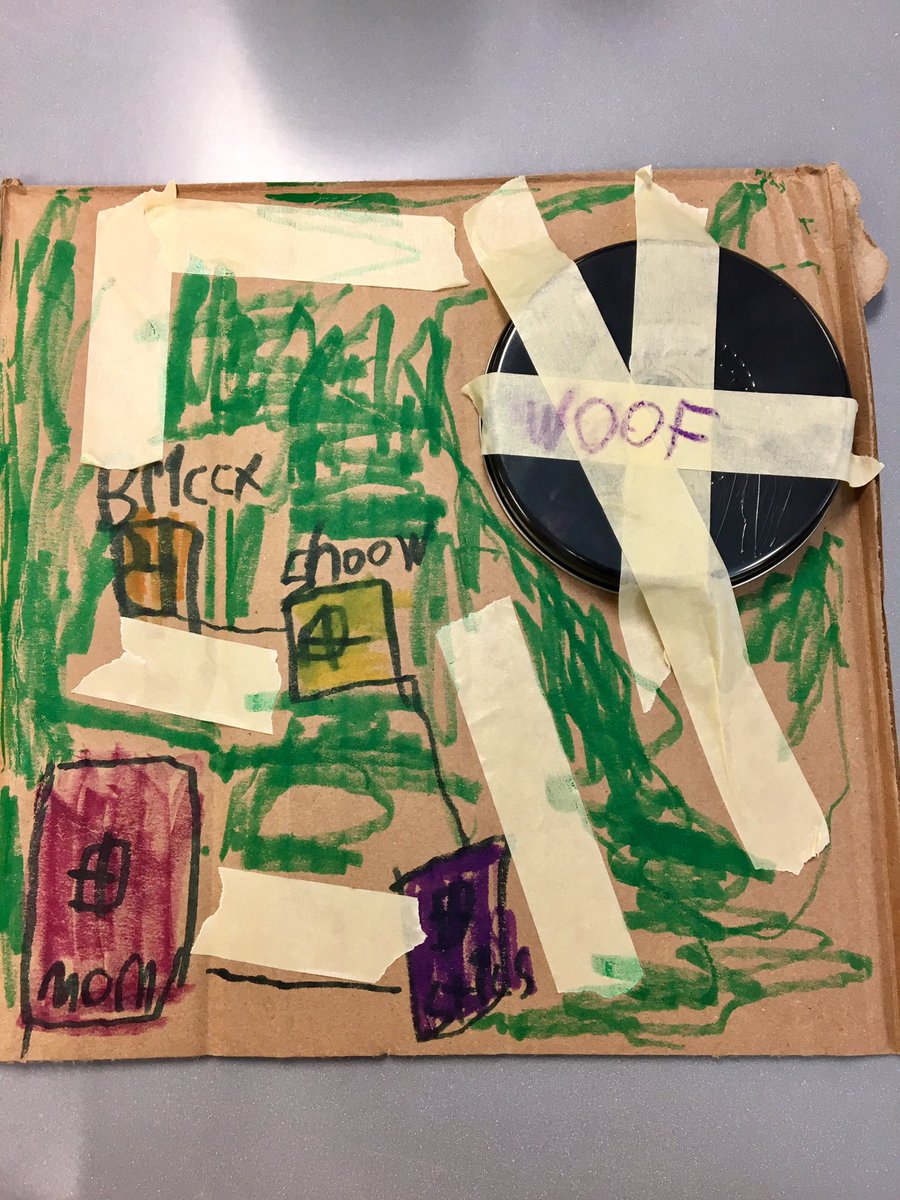 MsRosie_library's tweet image. Creating her own rendition of Beginng Middle End build challenge with cardboard and course for the @ozobot to travel. Love her thought process. 
#artdetails #robotics 
#firstgrader #makersgonnamake #makerspace @fricksfirstgrade