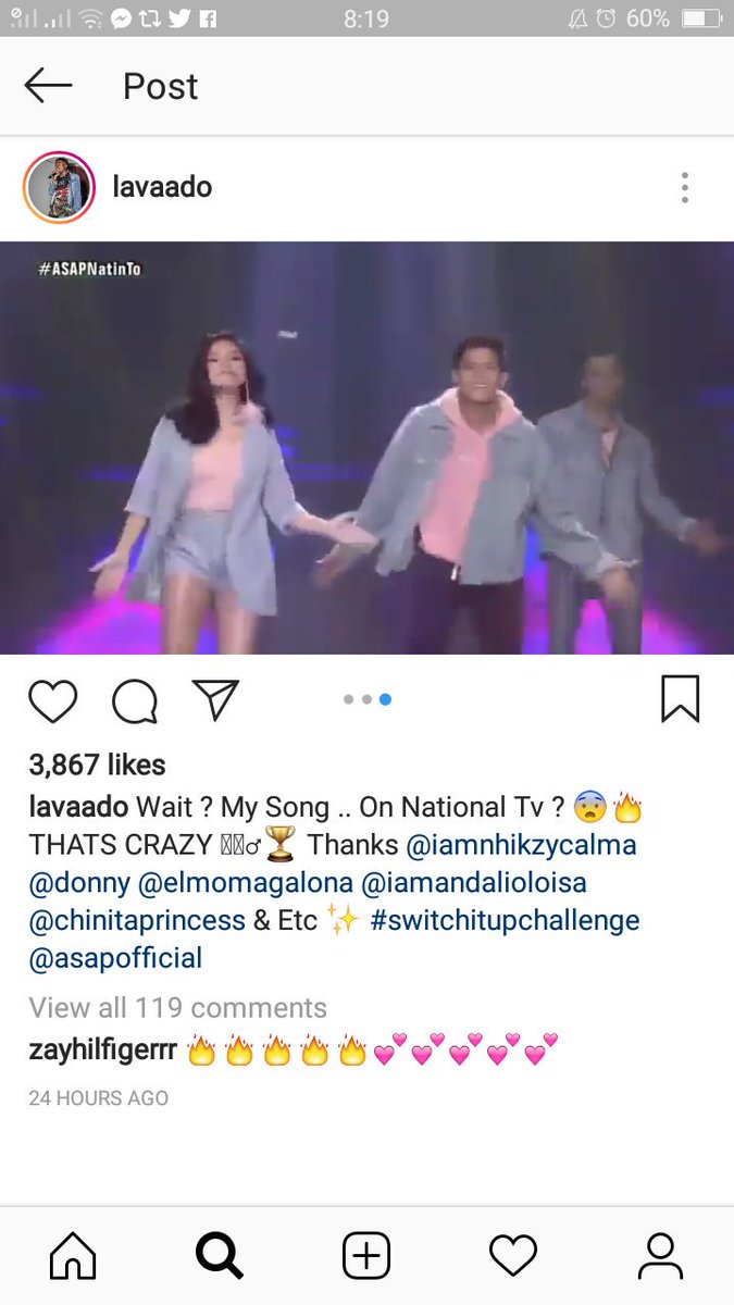 simply_loisa's tweet photo. The original singer of SWITCH IT UP, na sinayaw ni Loisa sa ASAP natin 'to last sunday, recognized the celebrety wjho dances his song😍 https://t.co/04j9jceBII