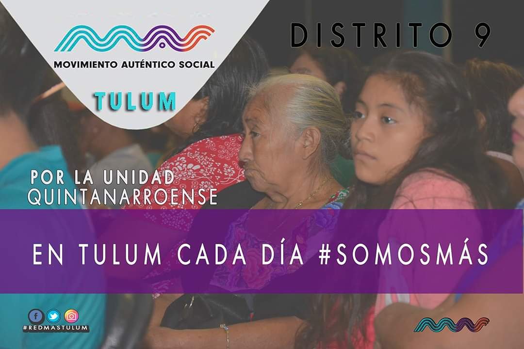 Trabajaremos incansablemente por #QuintanaRoo por #Tulum, por nuestros adultos mayores, por nuestros jóvenes y por los #más necesitados, somos un movimiento cercano a la gente. 
TRABAJAREMOS PARA TODOS
Movimiento Auténtico Social #MAS por que Unidos #SOMOSMÁS