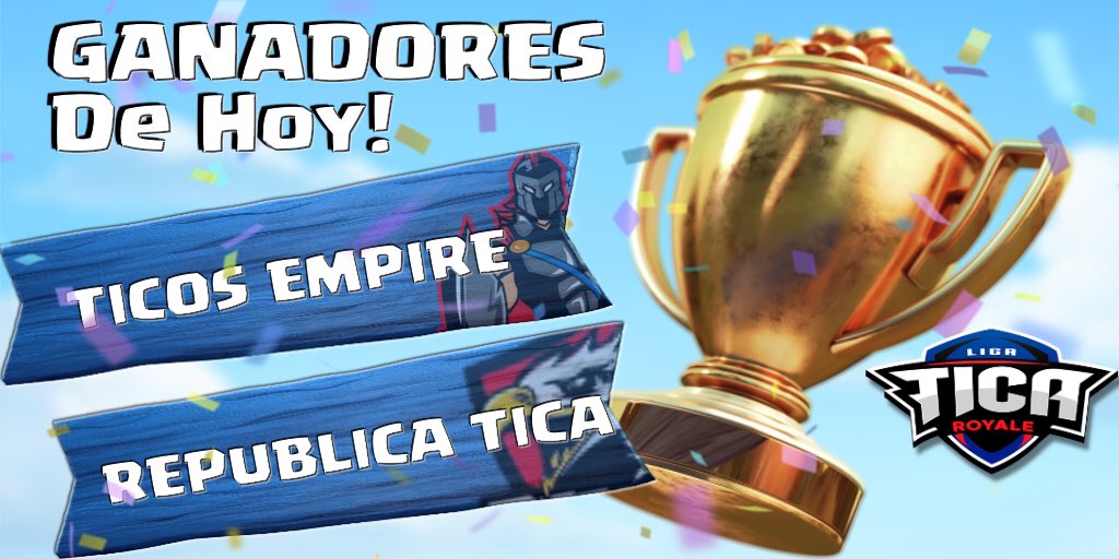 Ganadores de la jornada de hoy 🎉
Juego 🤘🏻
✅ @Republica_Tica 
Juego 🤘🏻
✅ @TicosEmpire 

Felicidades!🎊

Agradecimiento especial a los que comparten la transmisión ❤️