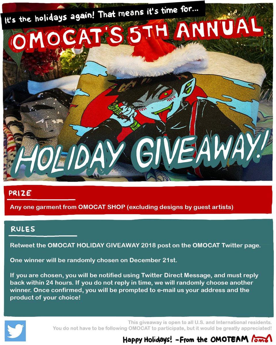 it's the holidays again! that means it's time for… OMOCAT'S 5TH ANNUAL HOLIDAY GIVEAWAY!

check the image for more info~

good luck and happy holidays! 
