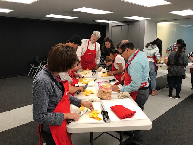In today's Vocational ESL class in hospitality, we practiced knife cuts w/ Chef Frieder - w/ our IET/I-BEST Model. We just ❤️ our partnership with Evans Adult School &amp; @WeAreDACE! <a href="/MtmuUs/">MTMU (Minds that Move US)</a> <a href="/IELconnects/">Institute for Educational Leadership</a> <a href="/COABEHQ/">COABE</a>