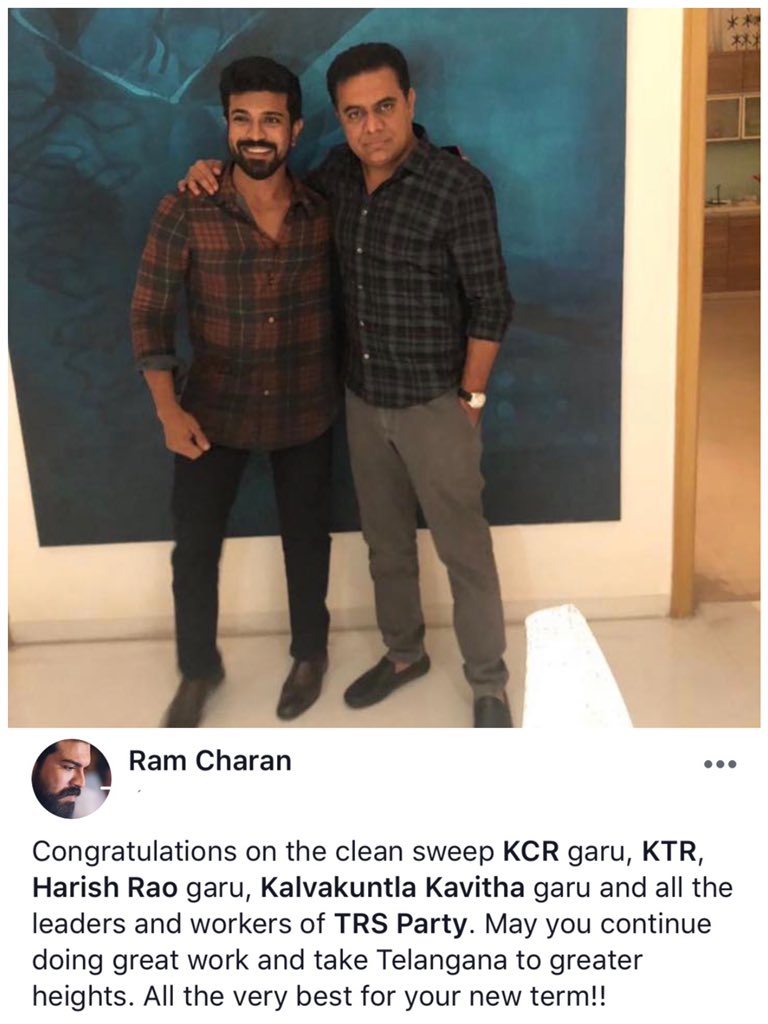 upasanakonidela's tweet photo. Congratulations @KTRTRS #RamCharan https://t.co/y4eLegwSqh