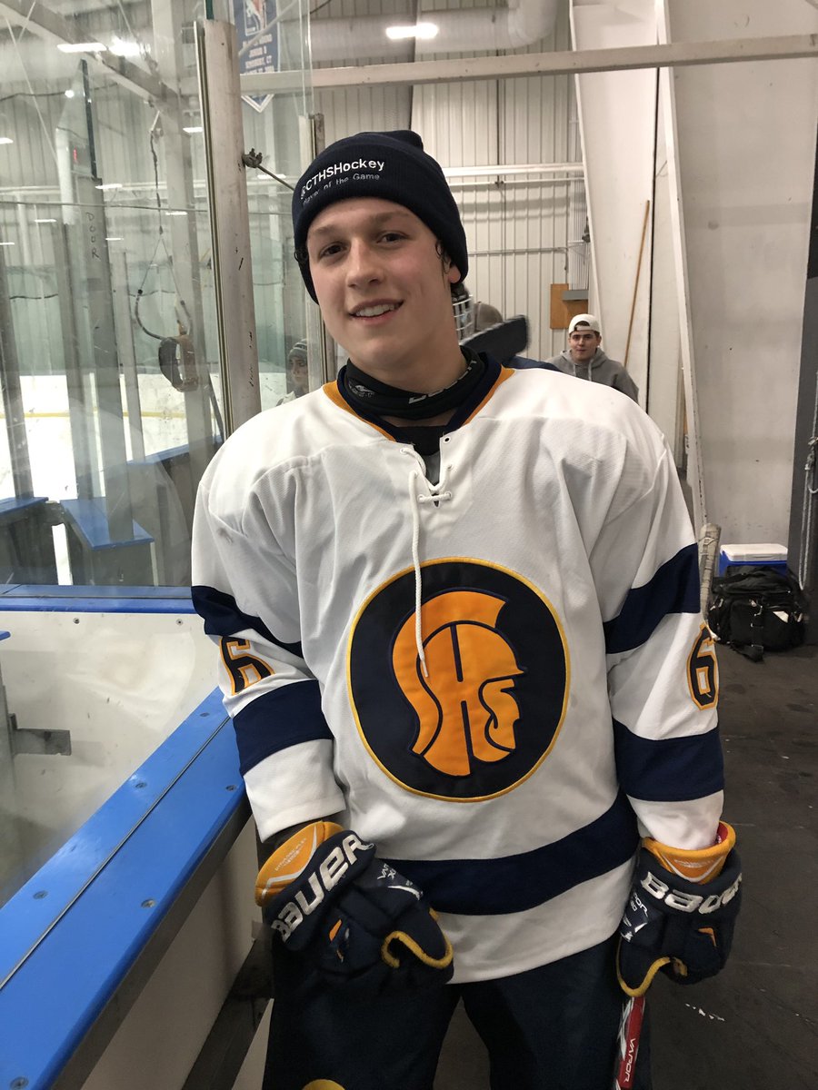 Tonight’s <a href="/HamdenSport/">HamdenSportsCenter</a> <a href="/CTHSHockey/">CTHSHockey</a> Player of the Game is Cole Chapman.  Cole recorded a hat trick vs. South Windsor on his way to earning the POTG. Congratulations on a great game!!! #cthk