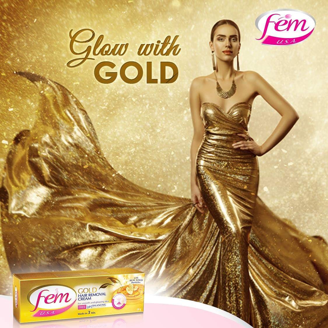 FemArabia's tweet photo. Make your skin radiant and sparkling like gold with Fem Gold hair removal cream. Follow up with the pH balancing formula, which leaves your skin cool and moisturized. 
#FemArabia #NaturalHairRemoval #smoothskin #skincare #beauty #skin #beautycare #clearskin #healthyskin https://t.co/f4L8SiLEM3