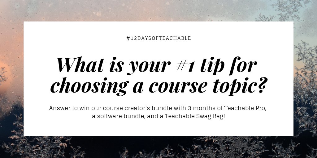 teachable's tweet image. Happy final day of #12DaysofTeachable! 🎁 Retweet telling us your best course creation tip, and follow the instructions on the link to enter! Today's winner will get an ultimate course creation bundle! teachable.com/blog/12-days-o… …