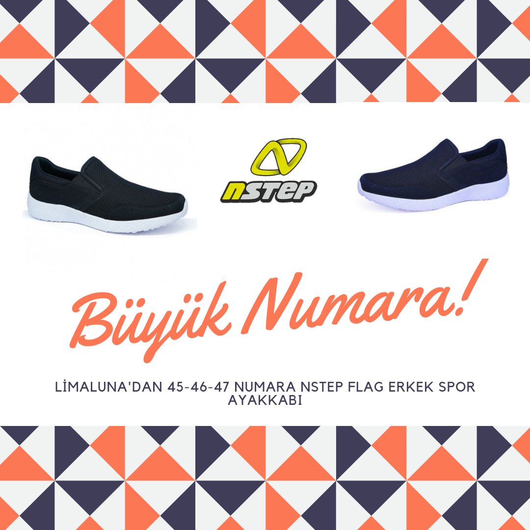 LimaLunaCom's tweet photo. Büyük numara ayakkabı fırsatları LimaLuna'da! NStep erkek Flag spor ayakkabı modelleri 45-46-47 numara seçenekleriyle hızla kapınızda! LimaLuna: Hediyeli Alışverişler! 
😎😍⠀
⠀
👉 https://t.co/eiLsiLBF8X 

#spor #limaluna #ayakkabı #erkek #moda #fırsat #erkekspor https://t.co/gxny71e5E9