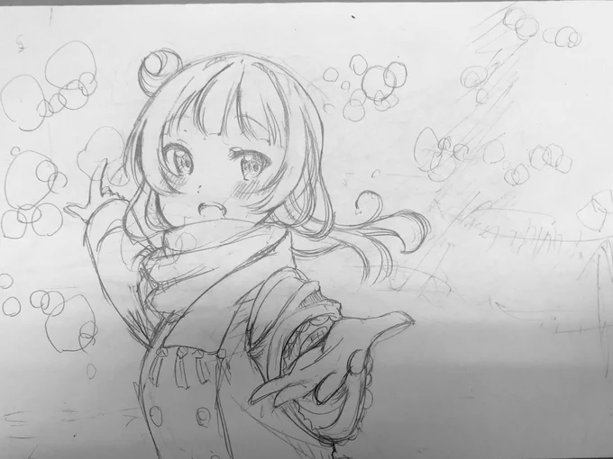 善子ちゃんとイルミネーションに行くらくがき描いてみました 