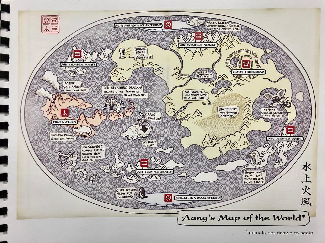 Map Of Atla World Avatar News On Twitter: "Aang's Map Of The World: Early Avatar World Map  Concept Art Revealed For The First Time! So Cute... There's Actually A Lot  Going On Here, Including A Potential